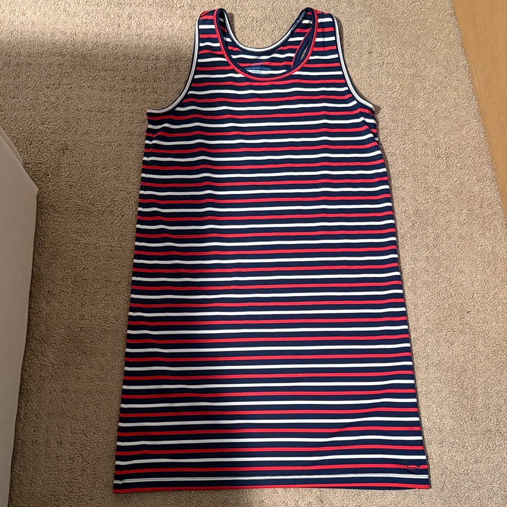 Vineyard Vines Navy, White & Red Striped Tank Dress